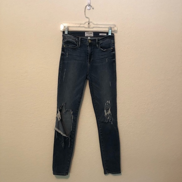Frame Denim Le High Skinny Jeans Distressed Star Gardens 26 - Picture 1 of 6